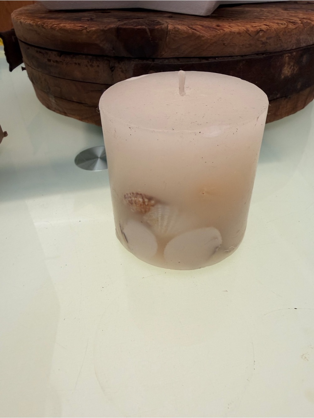Coastal Seashell Candle Centerpiece in White Star - Picture 5 of 16